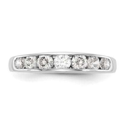 1.00ct. CZ Solid Real 14K White Gold 7-Stone Channel Wedding Band Ring