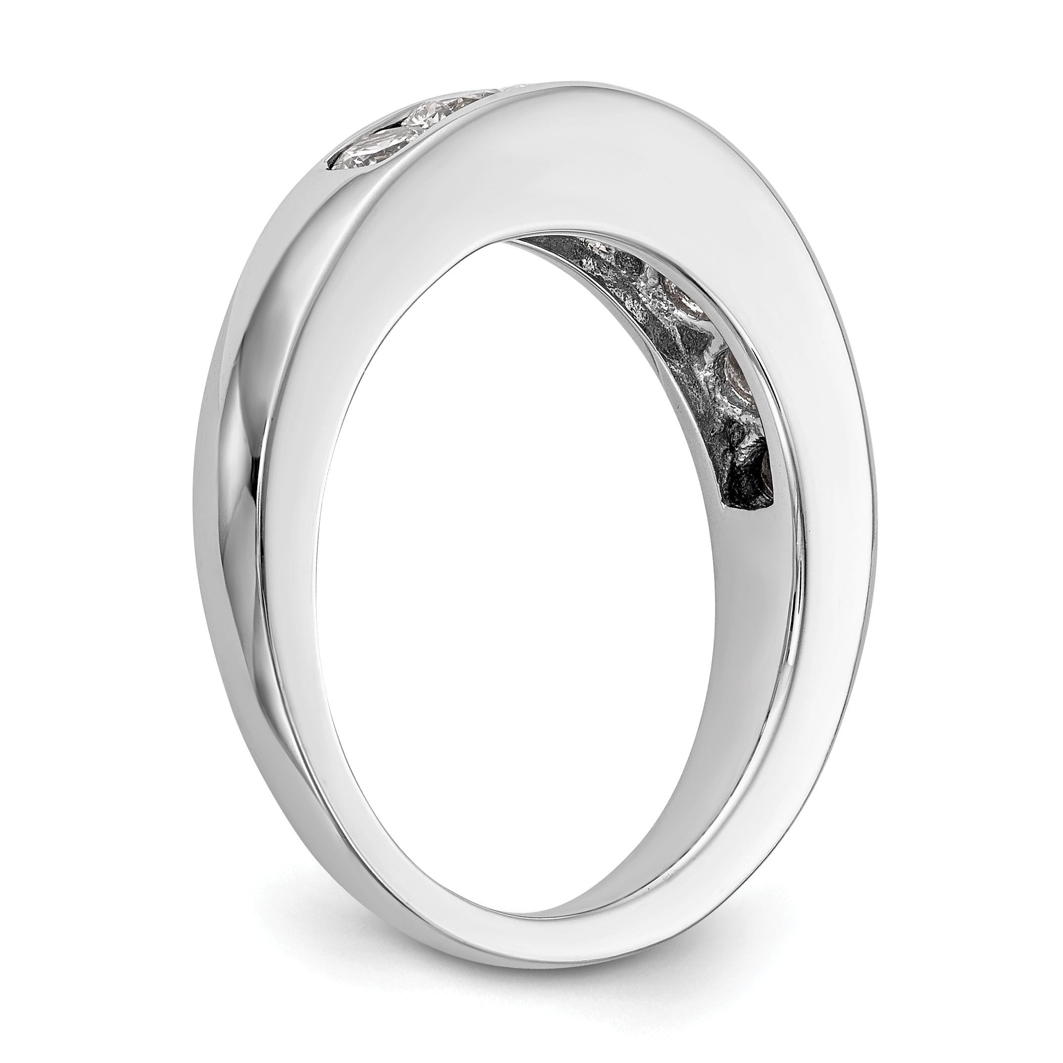 1.00ct. CZ Solid Real 14K White Gold 7-Stone Channel Wedding Band Ring