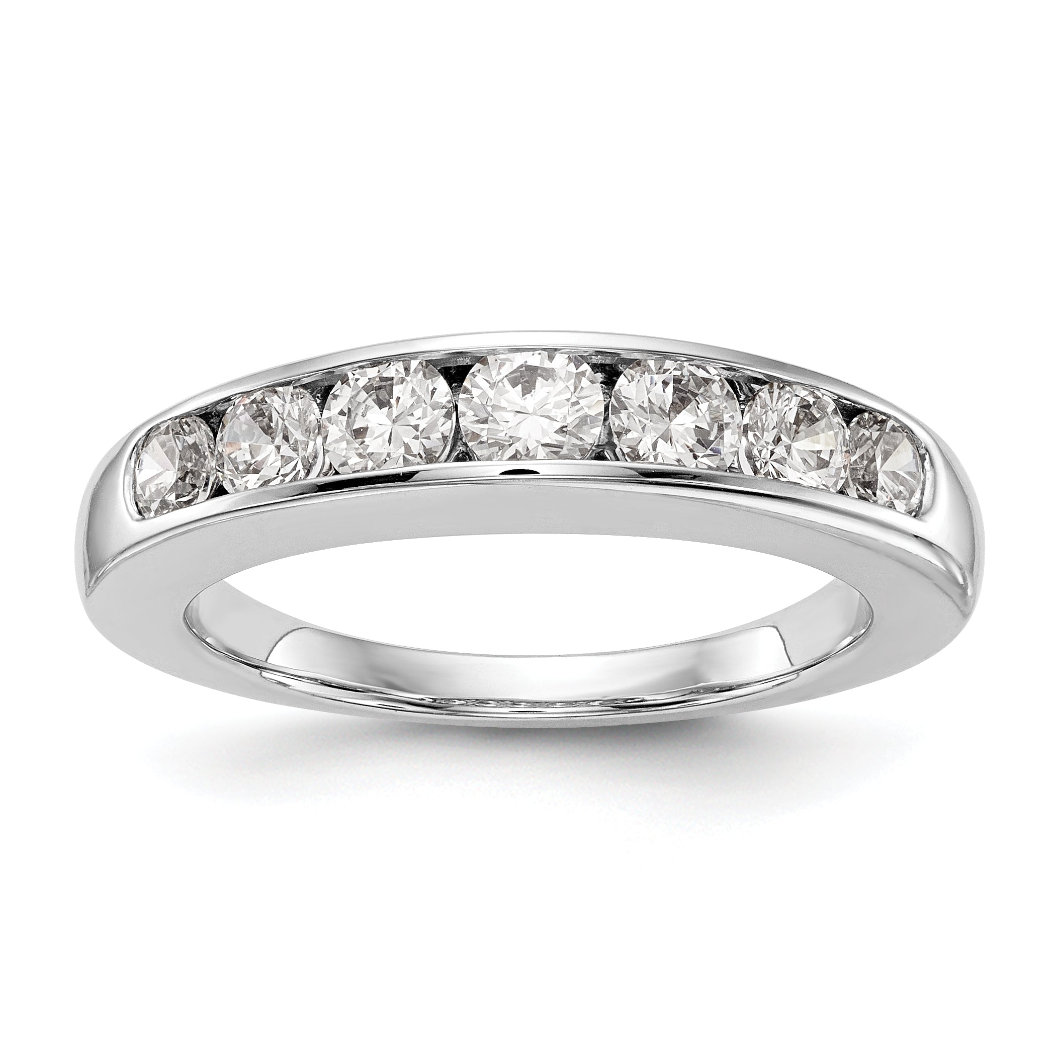 1.00ct. CZ Solid Real 14K White Gold 7-Stone Channel Wedding Band Ring