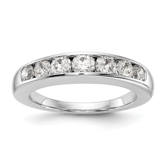 1.00ct. CZ Solid Real 14K White Gold 7-Stone Channel Wedding Band Ring