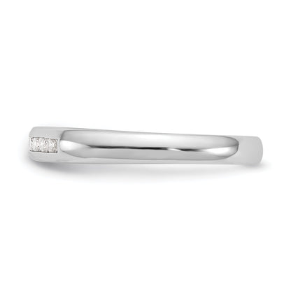 0.14ct. CZ Solid Real 14K White Gold 7-Stone Channel Wedding Band Ring