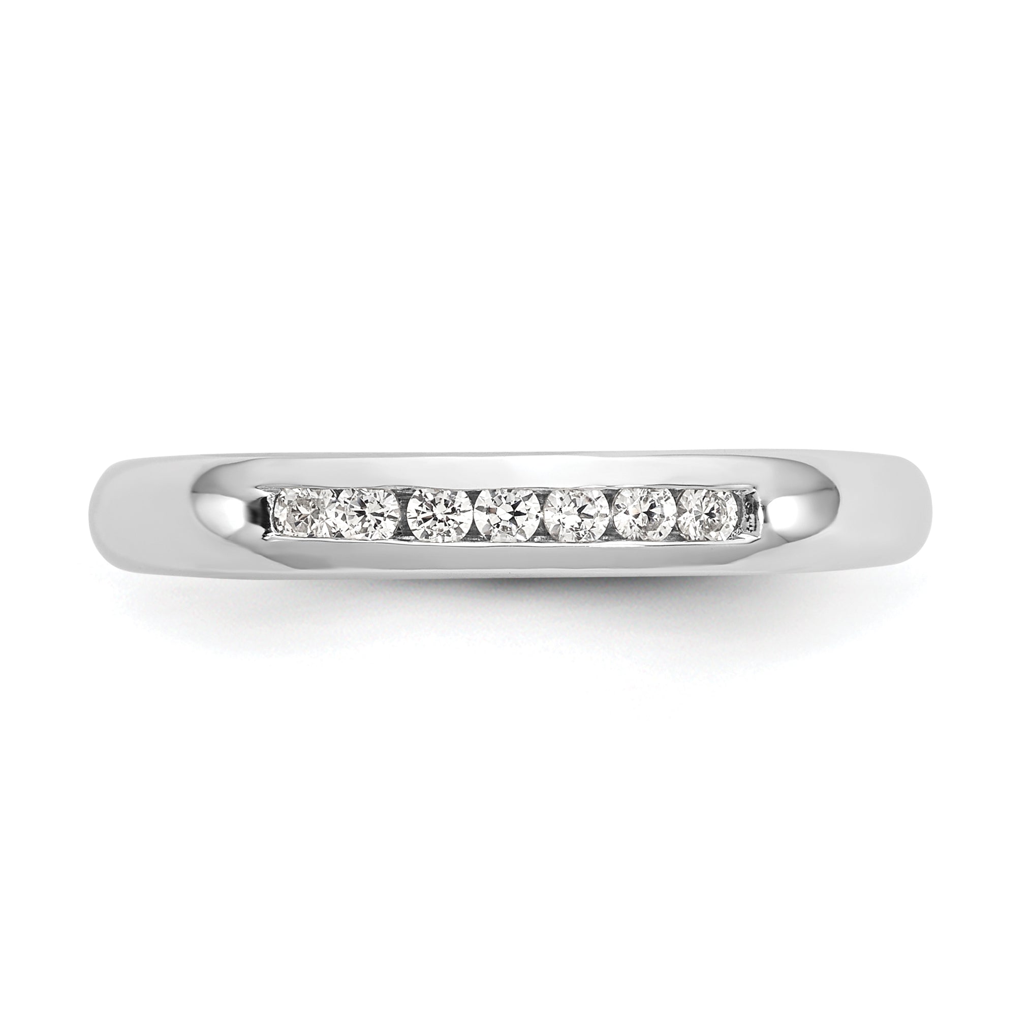 0.14ct. CZ Solid Real 14K White Gold 7-Stone Channel Wedding Band Ring