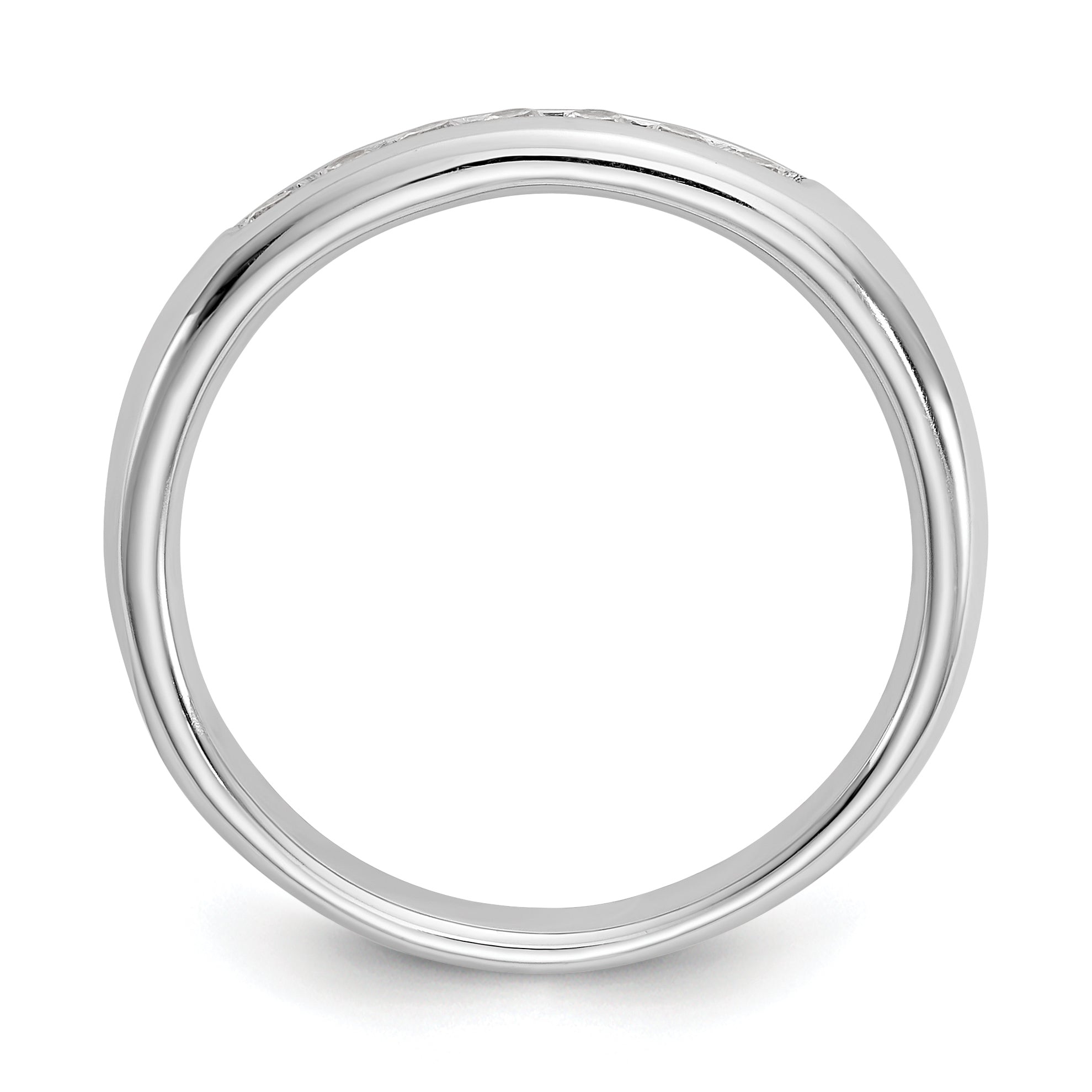 0.20ct. CZ Solid Real 14K White Gold 7-Stone Channel Wedding Band Ring