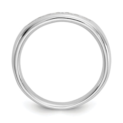 0.20ct. CZ Solid Real 14K White Gold 7-Stone Channel Wedding Band Ring