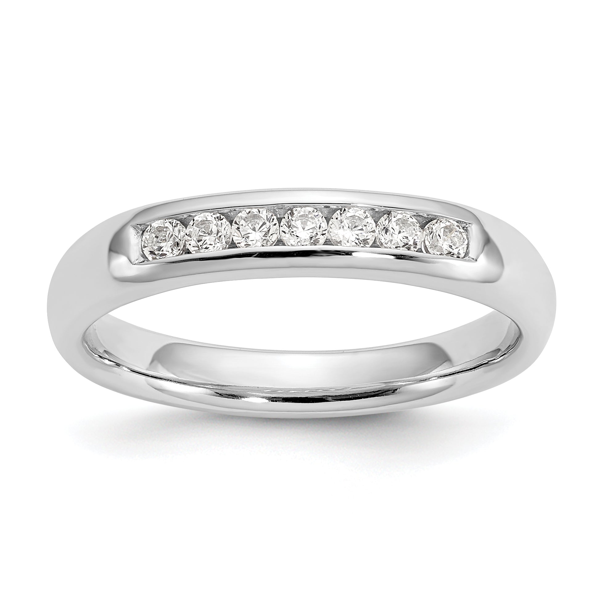 0.20ct. CZ Solid Real 14K White Gold 7-Stone Channel Wedding Band Ring