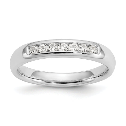 0.20ct. CZ Solid Real 14K White Gold 7-Stone Channel Wedding Band Ring