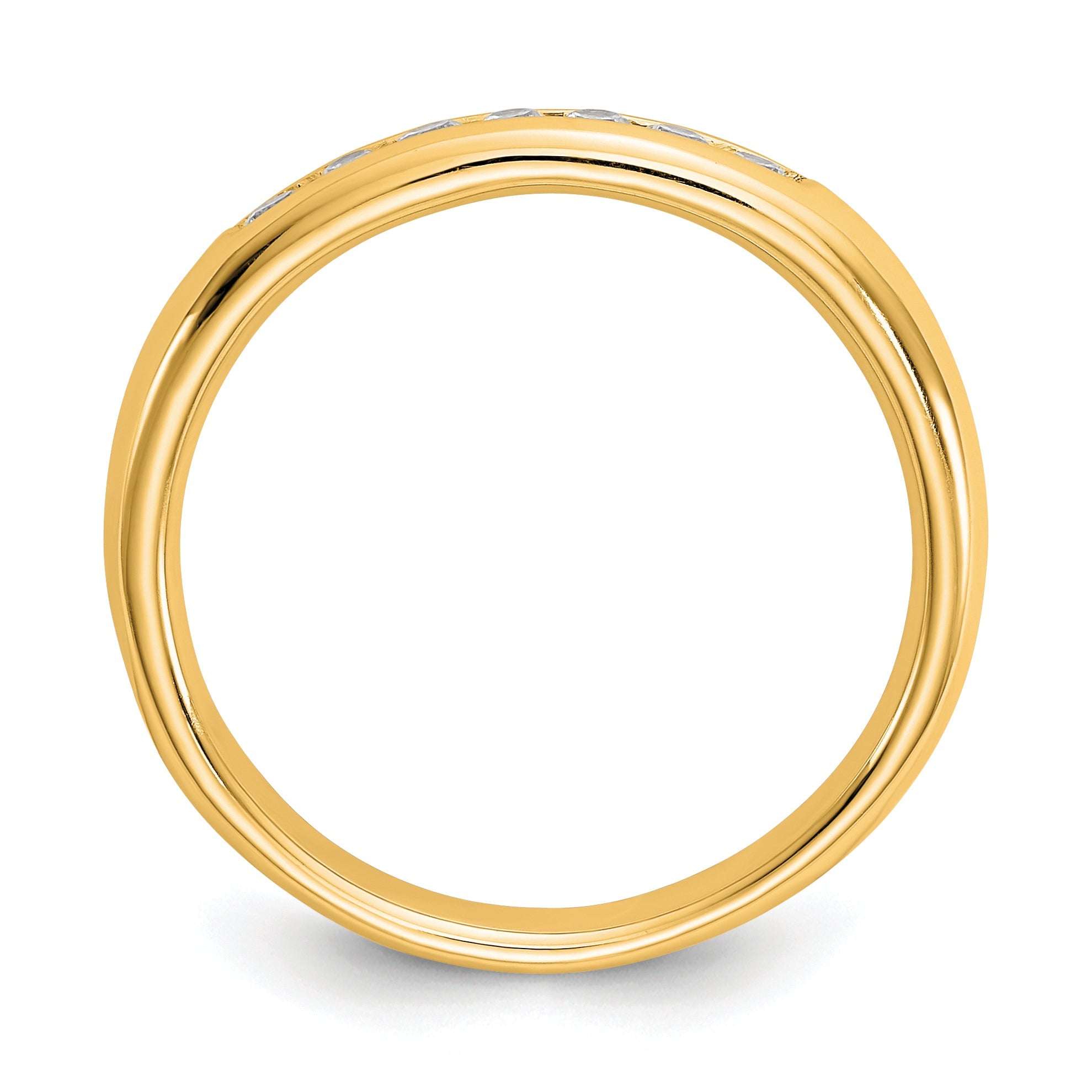 0.20ct. CZ Solid Real 14K Yellow Gold 7-Stone Channel Wedding Band Ring