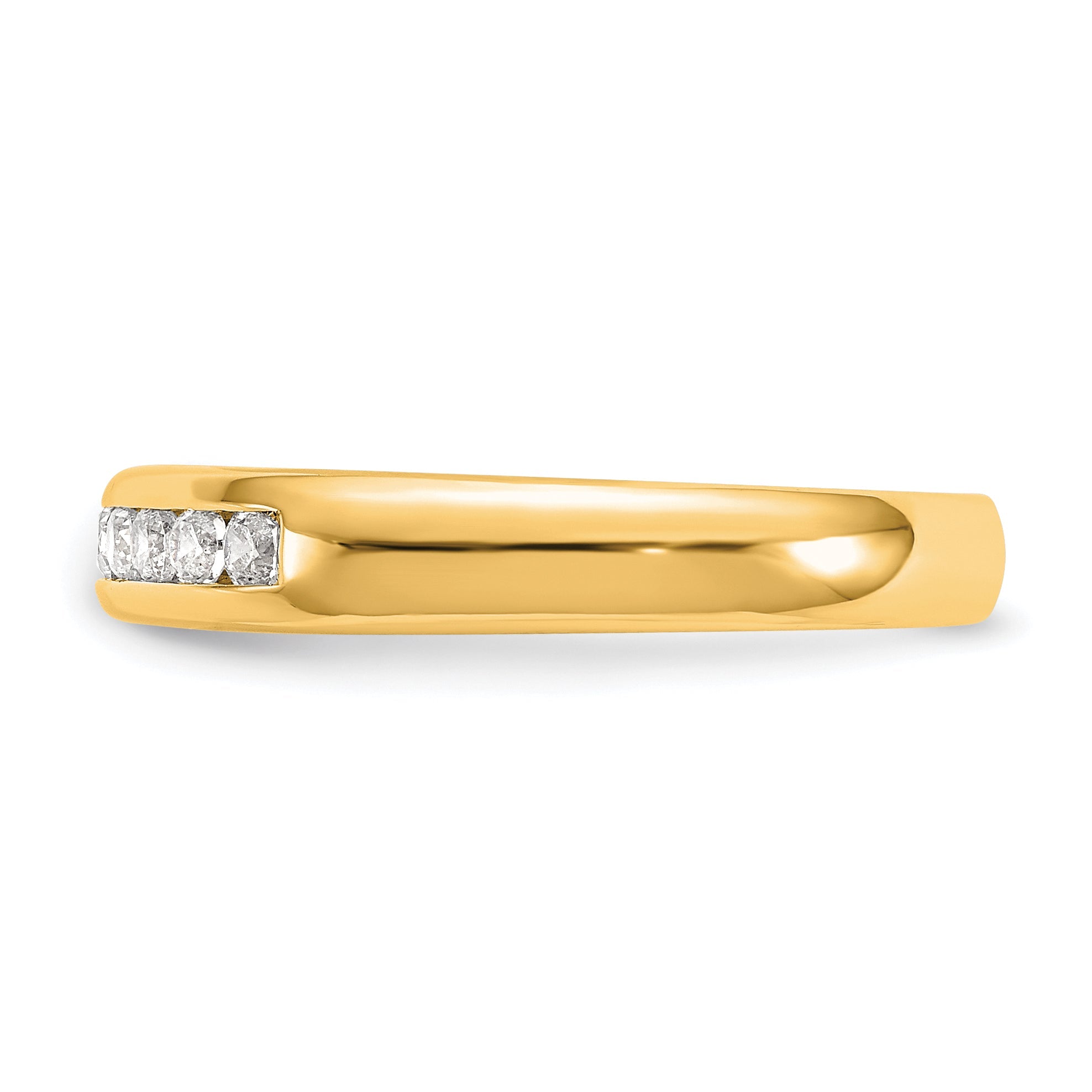 0.20ct. CZ Solid Real 14K Yellow Gold 7-Stone Channel Wedding Band Ring