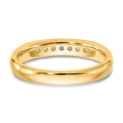0.20ct. CZ Solid Real 14K Yellow Gold 7-Stone Channel Wedding Band Ring