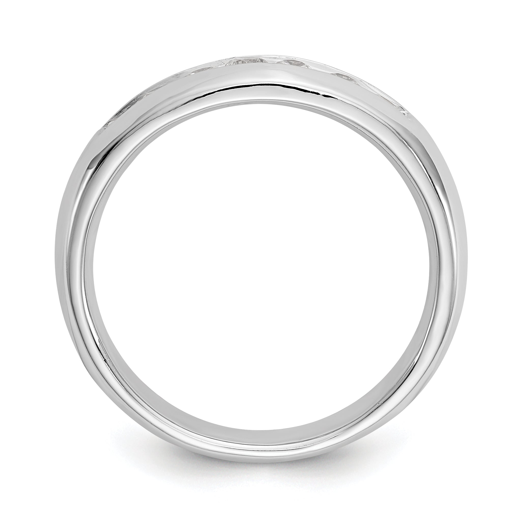 0.35ct. CZ Solid Real 14K White Gold 7-Stone Channel Wedding Band Ring