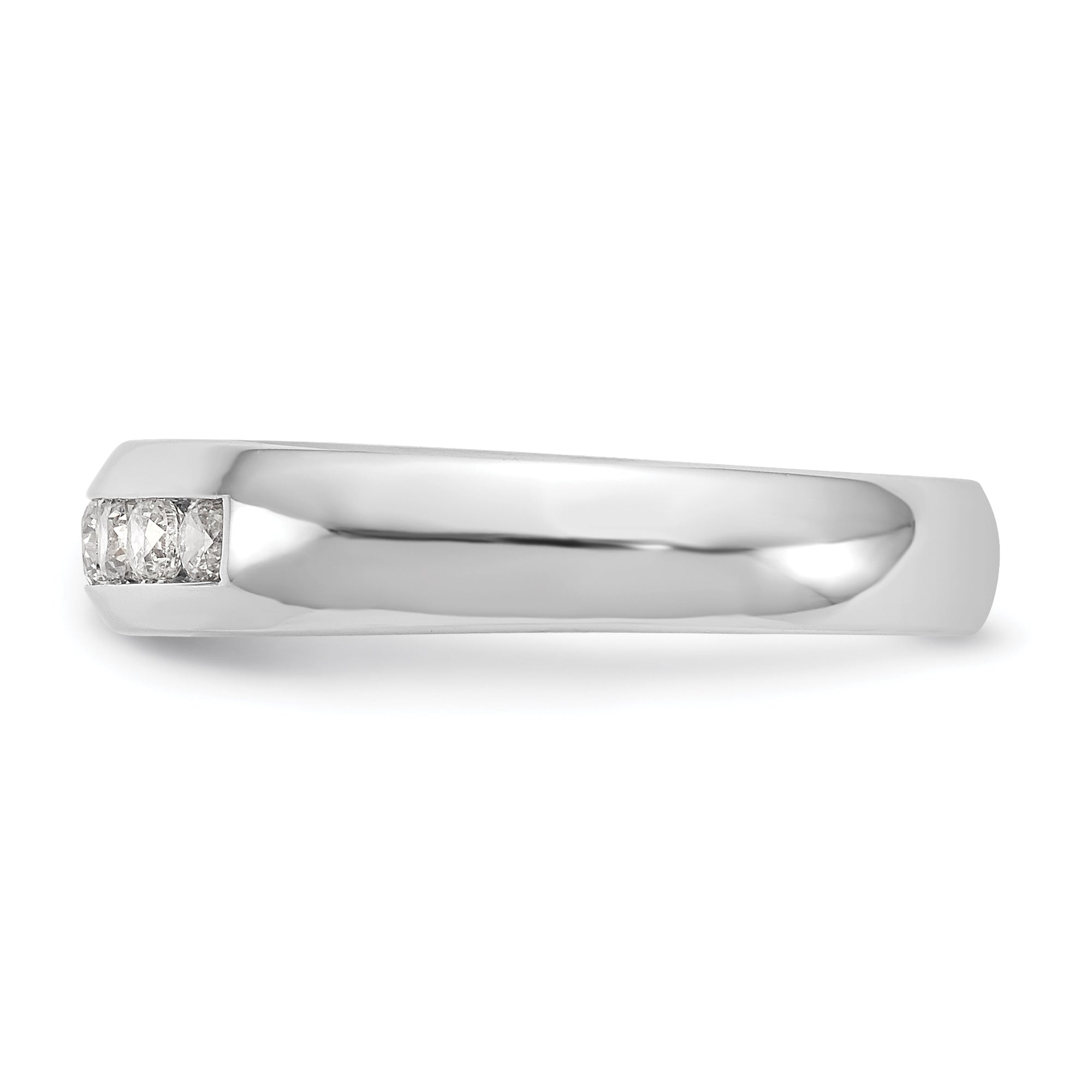 0.35ct. CZ Solid Real 14K White Gold 7-Stone Channel Wedding Band Ring