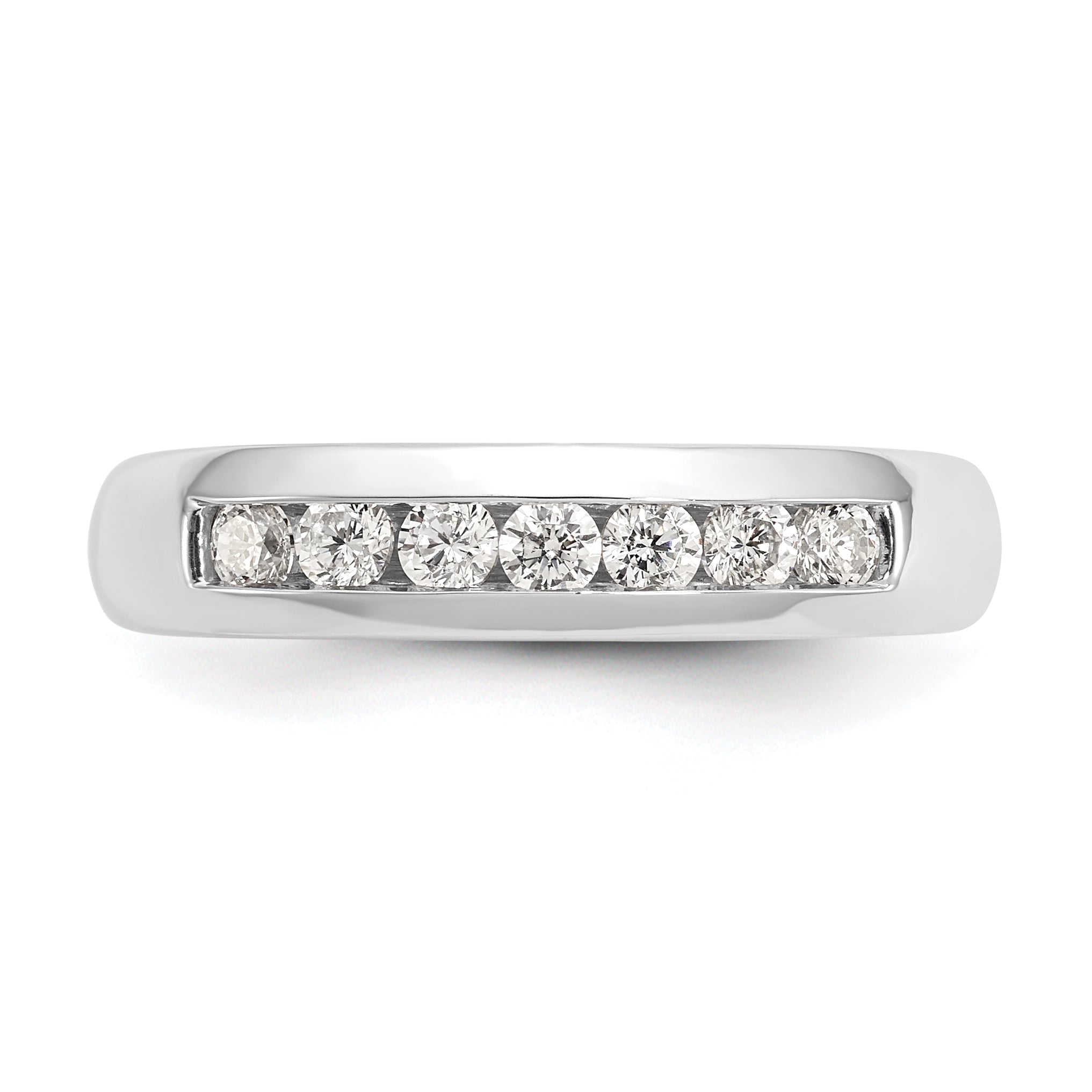 0.35ct. CZ Solid Real 14K White Gold 7-Stone Channel Wedding Band Ring