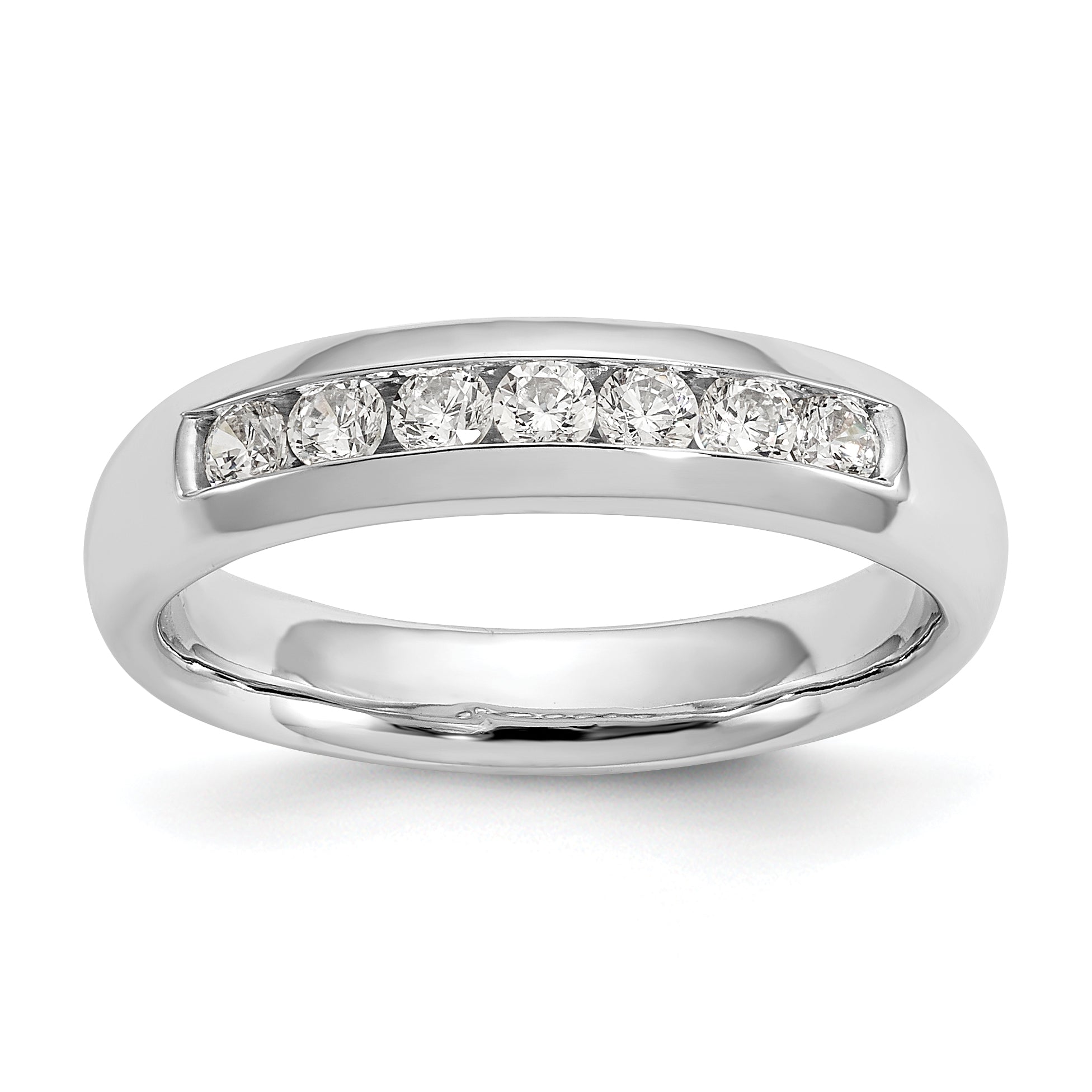 0.35ct. CZ Solid Real 14K White Gold 7-Stone Channel Wedding Band Ring