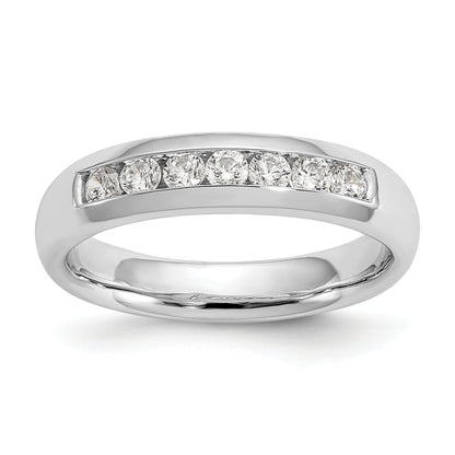 0.35ct. CZ Solid Real 14K White Gold 7-Stone Channel Wedding Band Ring