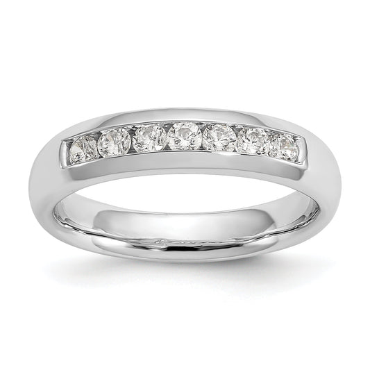 0.35ct. CZ Solid Real 14K White Gold 7-Stone Channel Wedding Band Ring