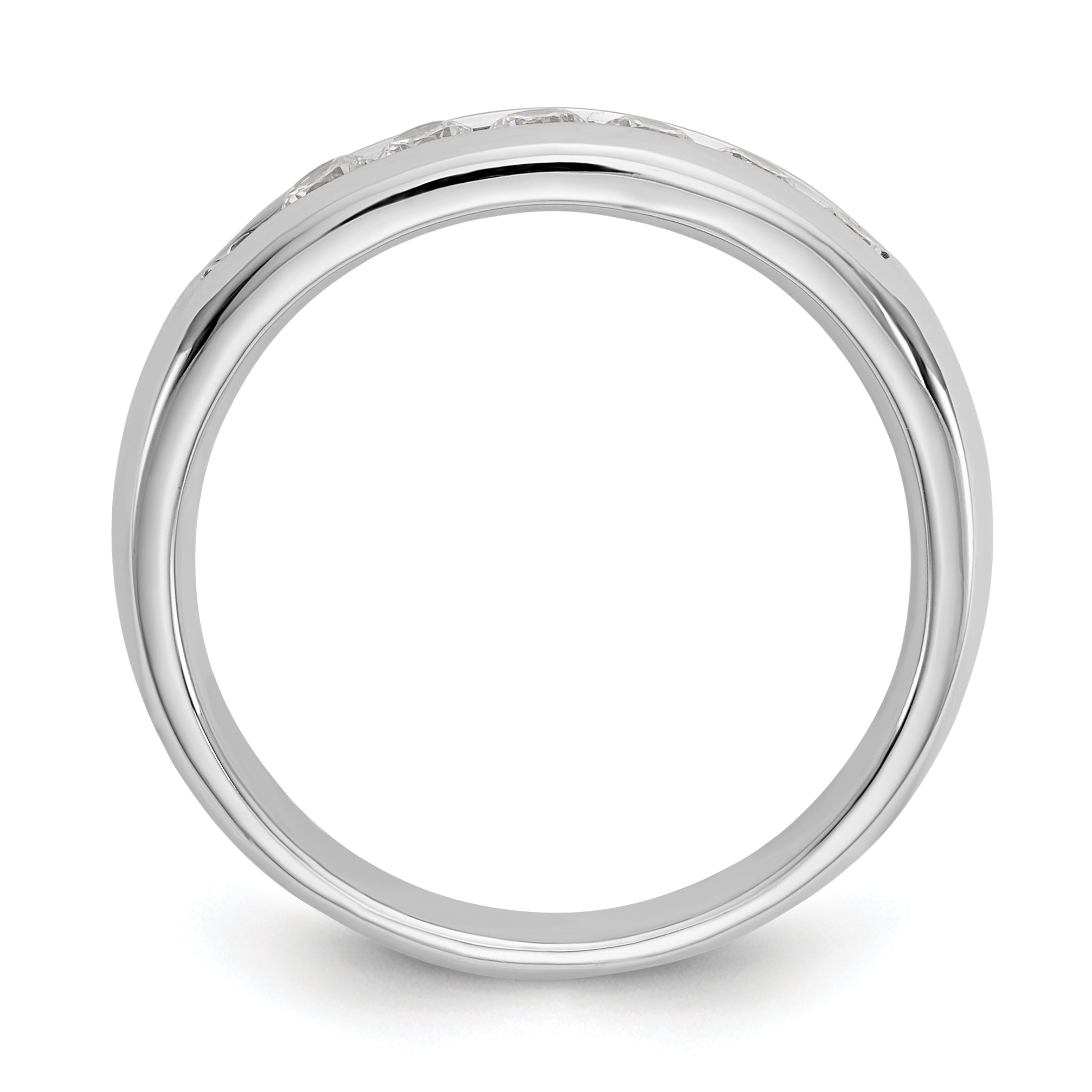 0.45ct. CZ Solid Real 14K White Gold 7-Stone Channel Wedding Band Ring