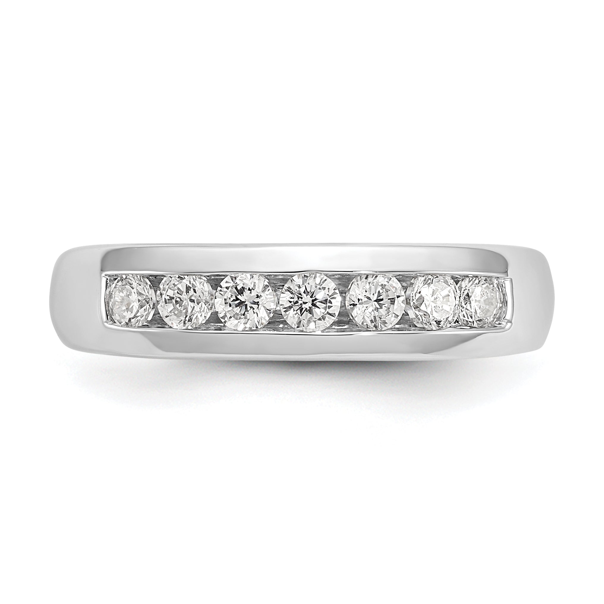 0.45ct. CZ Solid Real 14K White Gold 7-Stone Channel Wedding Band Ring