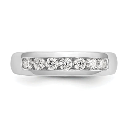 0.45ct. CZ Solid Real 14K White Gold 7-Stone Channel Wedding Band Ring
