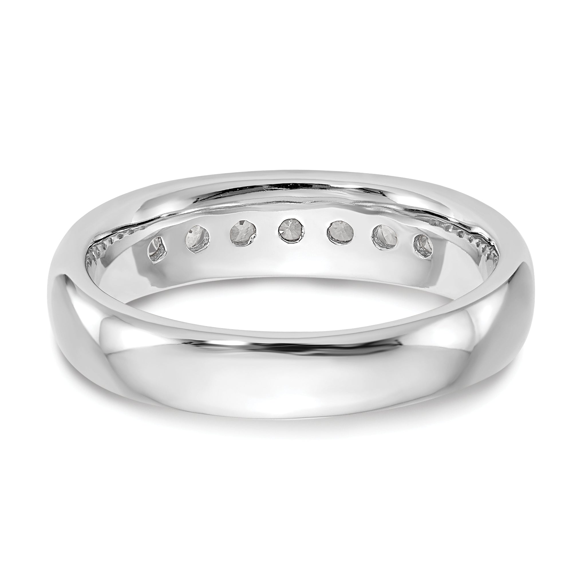 0.45ct. CZ Solid Real 14K White Gold 7-Stone Channel Wedding Band Ring