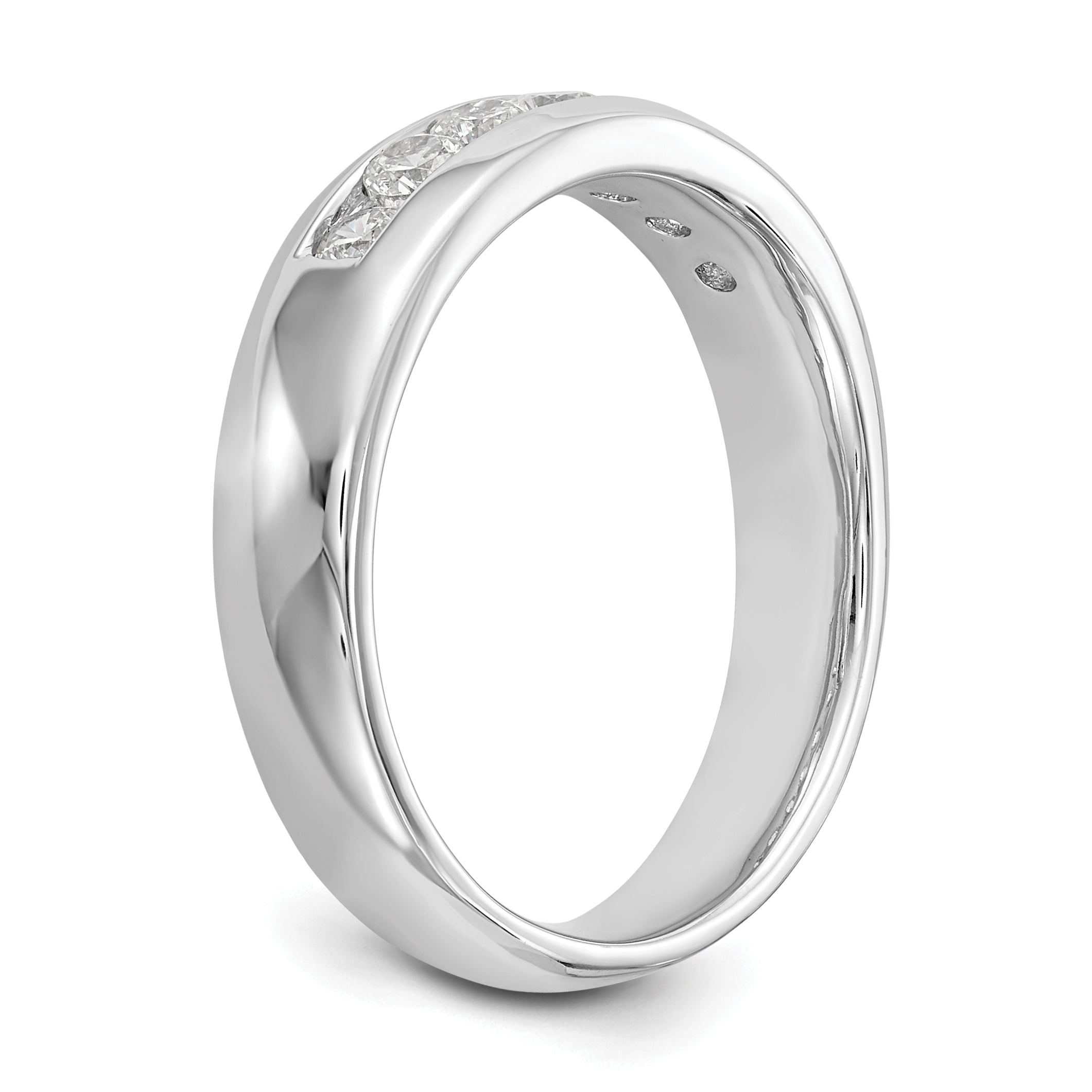 0.45ct. CZ Solid Real 14K White Gold 7-Stone Channel Wedding Band Ring