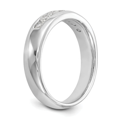 0.45ct. CZ Solid Real 14K White Gold 7-Stone Channel Wedding Band Ring