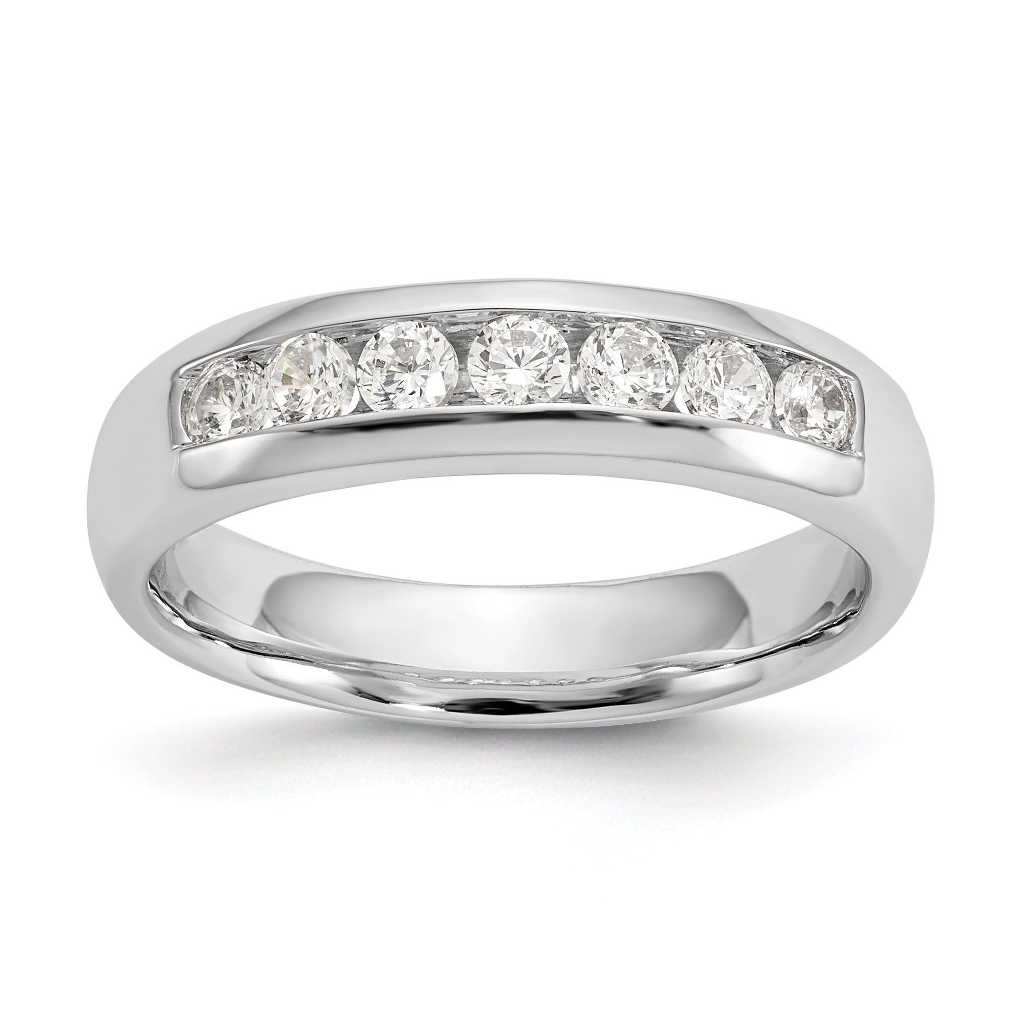 0.45ct. CZ Solid Real 14K White Gold 7-Stone Channel Wedding Band Ring