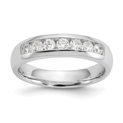 0.45ct. CZ Solid Real 14K White Gold 7-Stone Channel Wedding Band Ring