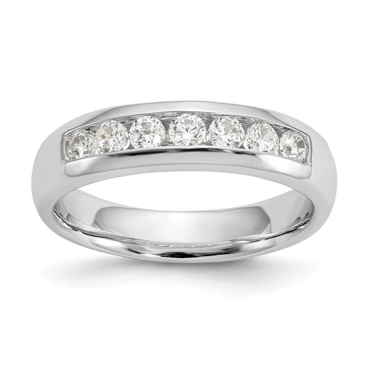 0.45ct. CZ Solid Real 14K White Gold 7-Stone Channel Wedding Band Ring