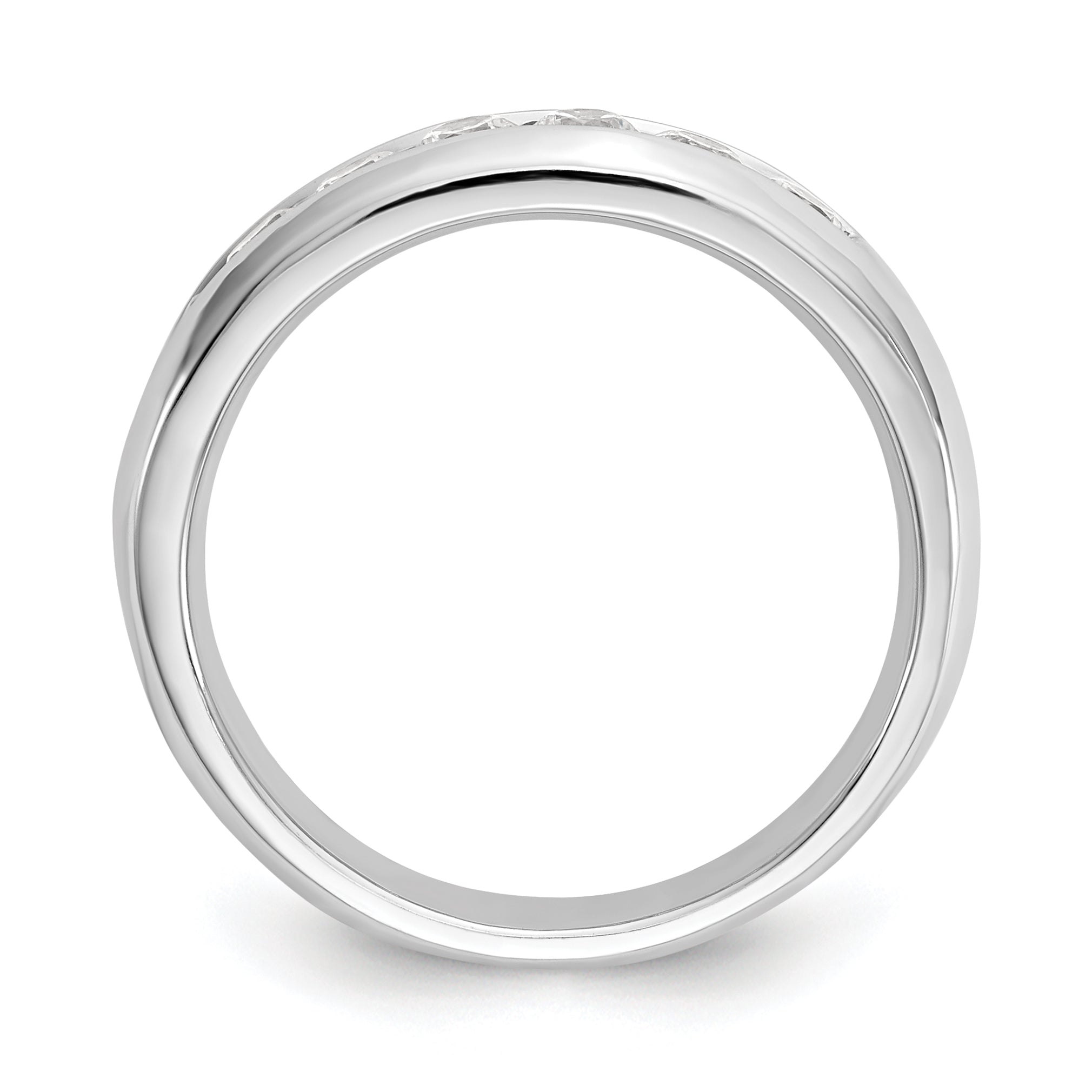 0.63ct. CZ Solid Real 14K White Gold 7-Stone Channel Wedding Band Ring