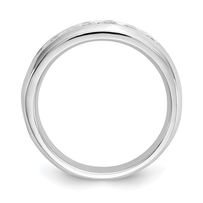 0.63ct. CZ Solid Real 14K White Gold 7-Stone Channel Wedding Band Ring