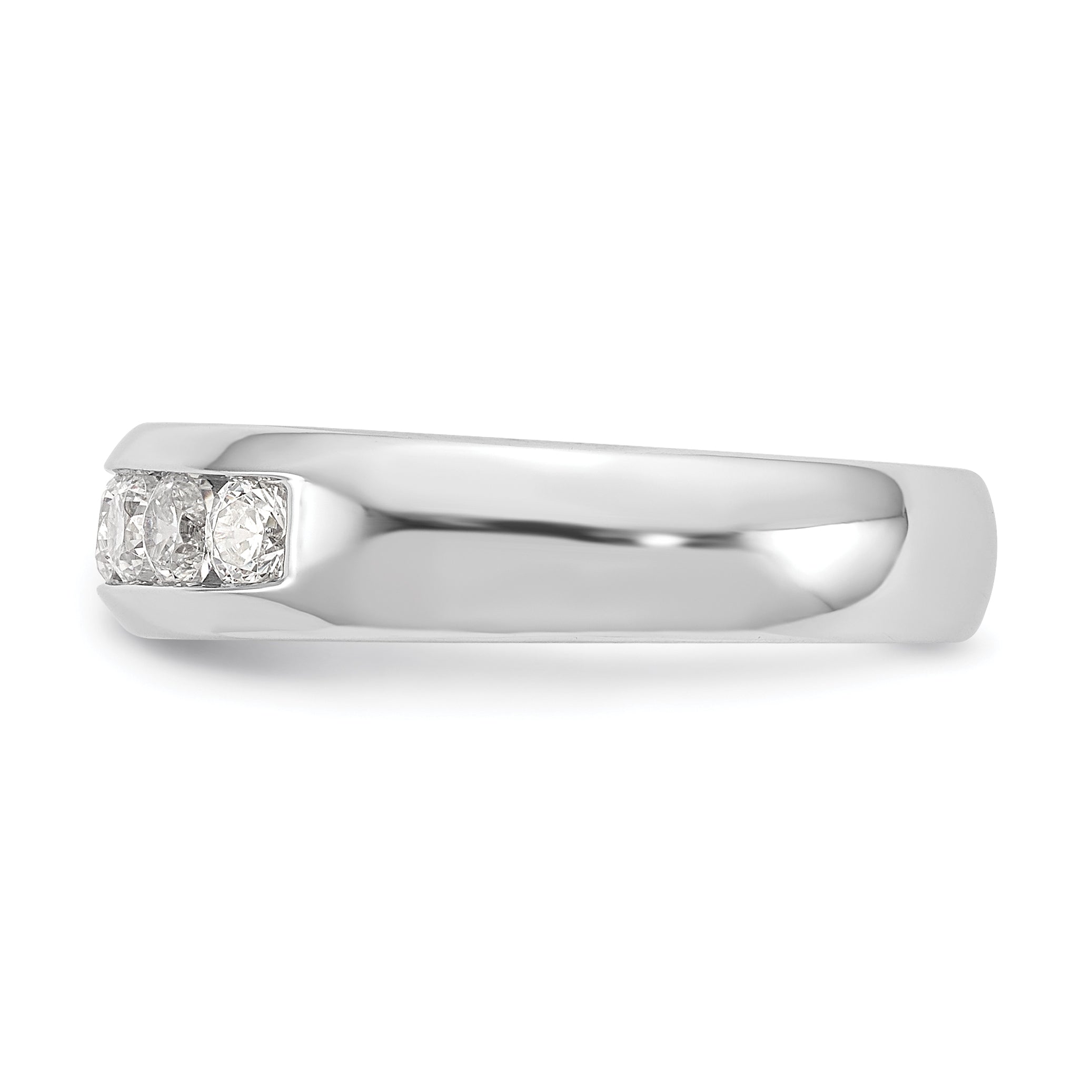 0.63ct. CZ Solid Real 14K White Gold 7-Stone Channel Wedding Band Ring