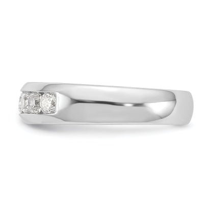 0.63ct. CZ Solid Real 14K White Gold 7-Stone Channel Wedding Band Ring