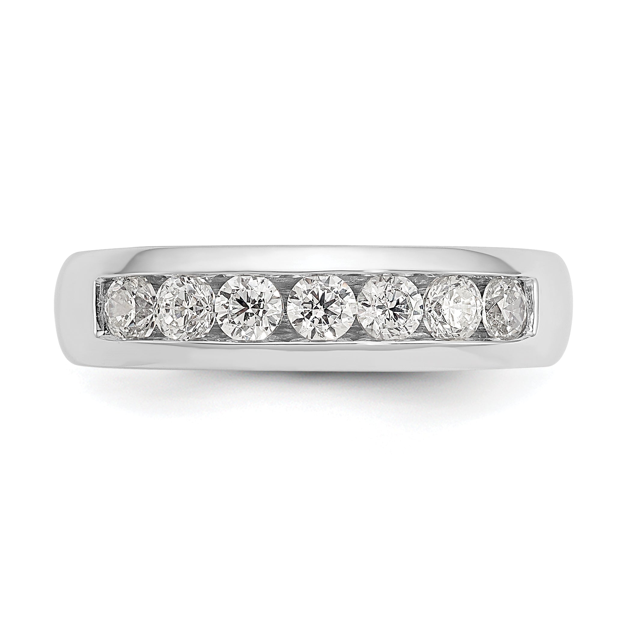 0.63ct. CZ Solid Real 14K White Gold 7-Stone Channel Wedding Band Ring