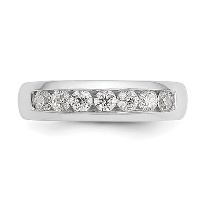 0.63ct. CZ Solid Real 14K White Gold 7-Stone Channel Wedding Band Ring