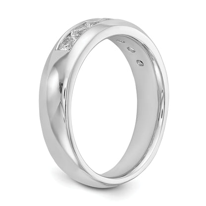 0.63ct. CZ Solid Real 14K White Gold 7-Stone Channel Wedding Band Ring