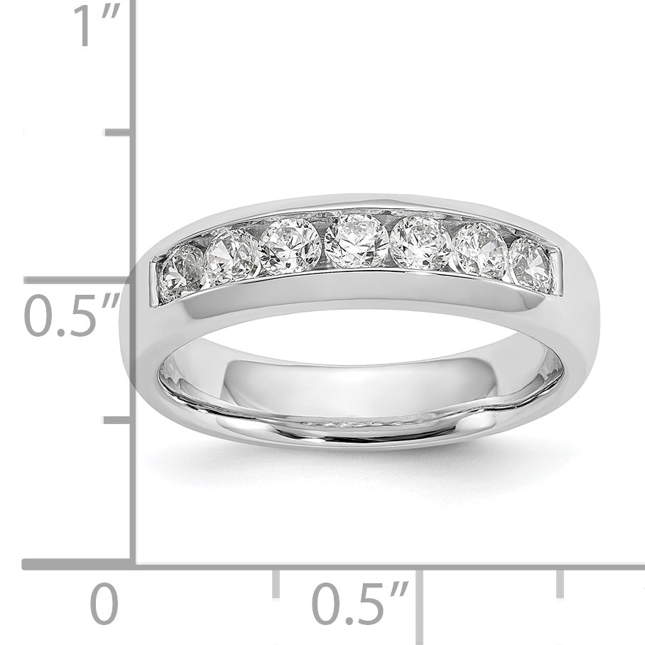 0.63ct. CZ Solid Real 14K White Gold 7-Stone Channel Wedding Band Ring