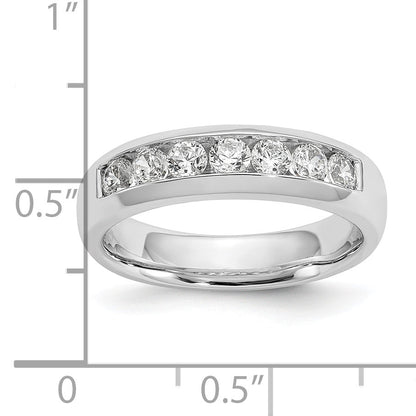 0.63ct. CZ Solid Real 14K White Gold 7-Stone Channel Wedding Band Ring