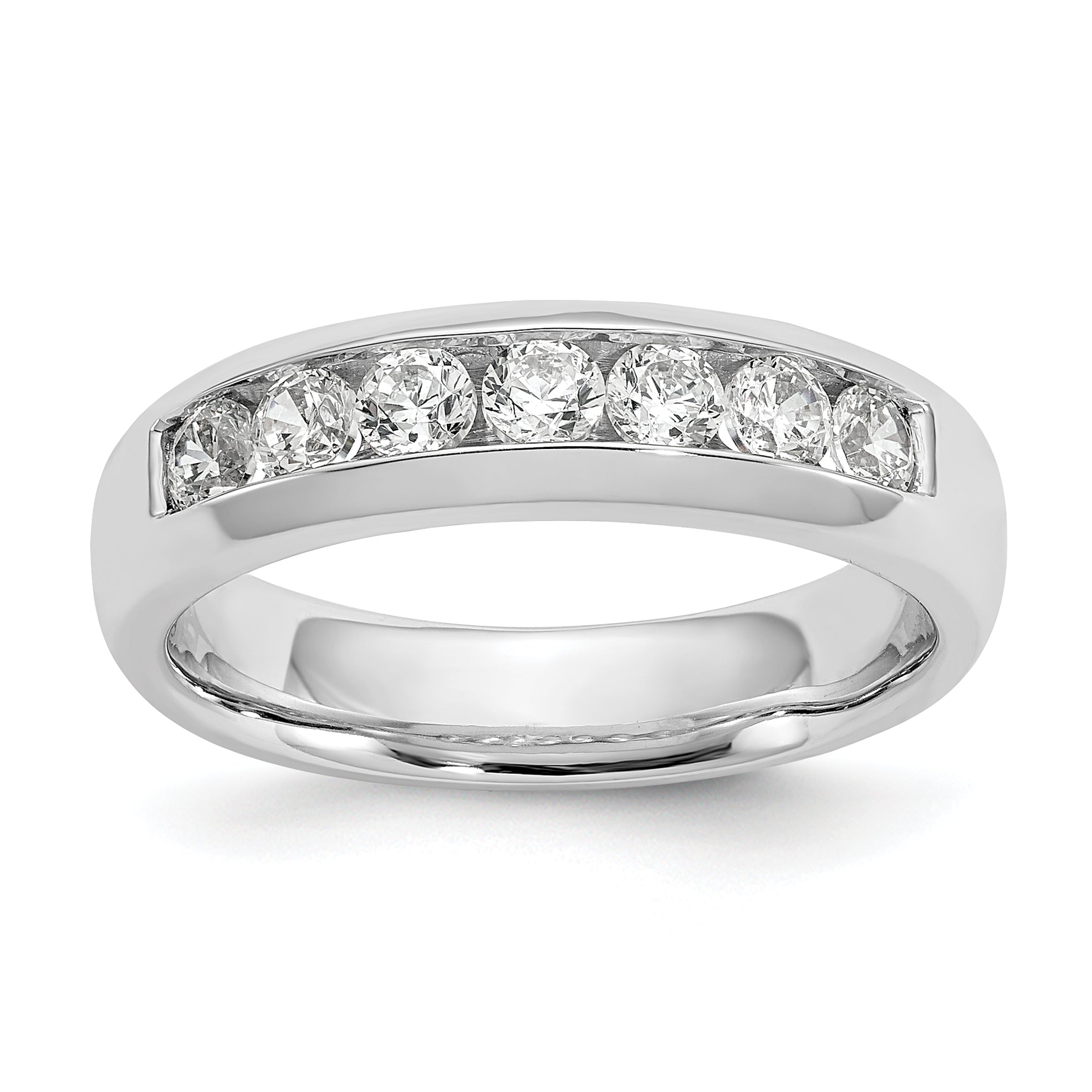 0.63ct. CZ Solid Real 14K White Gold 7-Stone Channel Wedding Band Ring