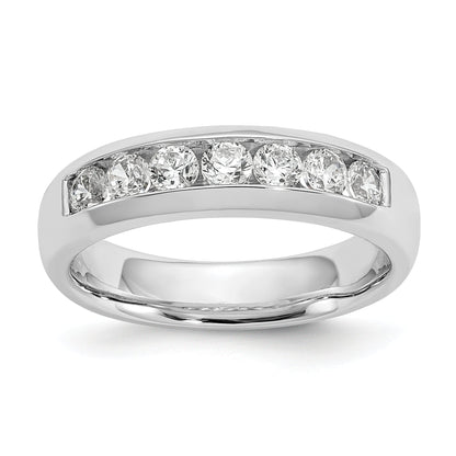 0.63ct. CZ Solid Real 14K White Gold 7-Stone Channel Wedding Band Ring
