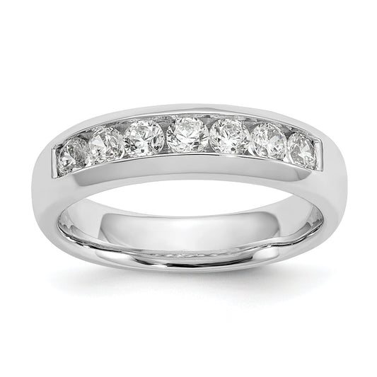 0.63ct. CZ Solid Real 14K White Gold 7-Stone Channel Wedding Band Ring