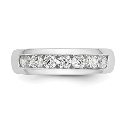 14K White Gold 7-Stone Real Diamond Channel Band