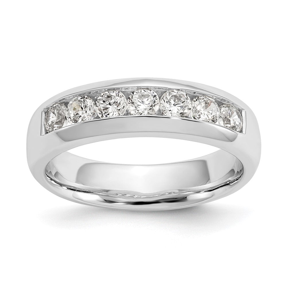 14K White Gold 7-Stone Real Diamond Channel Band