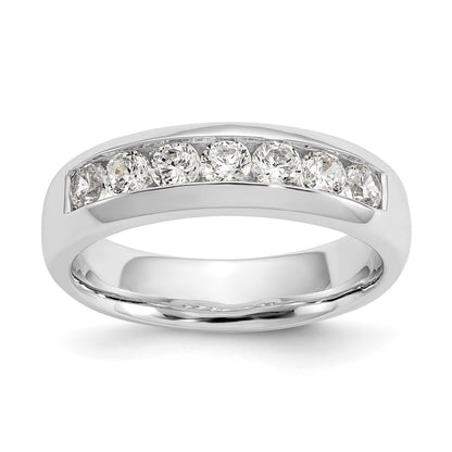 14K White Gold 7-Stone Real Diamond Channel Band