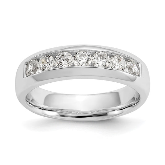 14K White Gold 7-Stone Real Diamond Channel Band