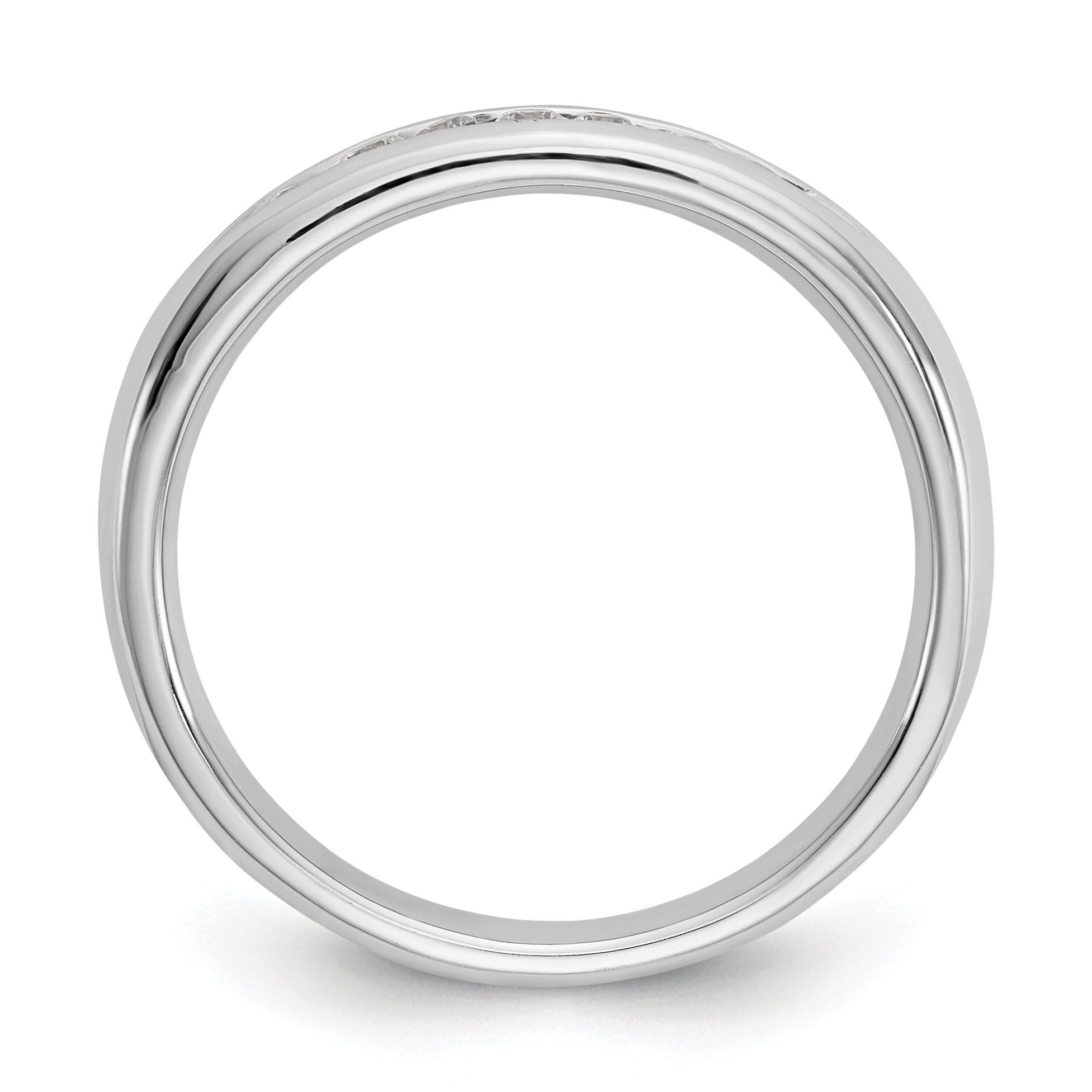 0.14ct. CZ Solid Real 14K White Gold 7-Stone Channel Wedding Band Ring