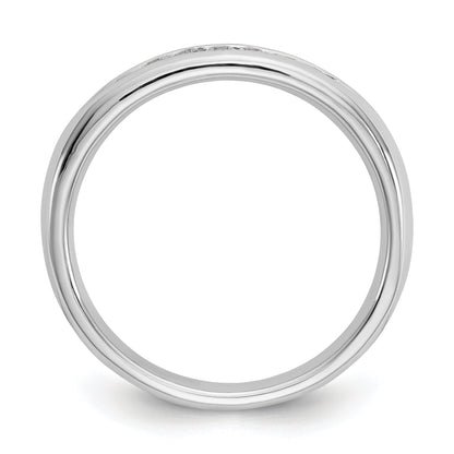 0.14ct. CZ Solid Real 14K White Gold 7-Stone Channel Wedding Band Ring