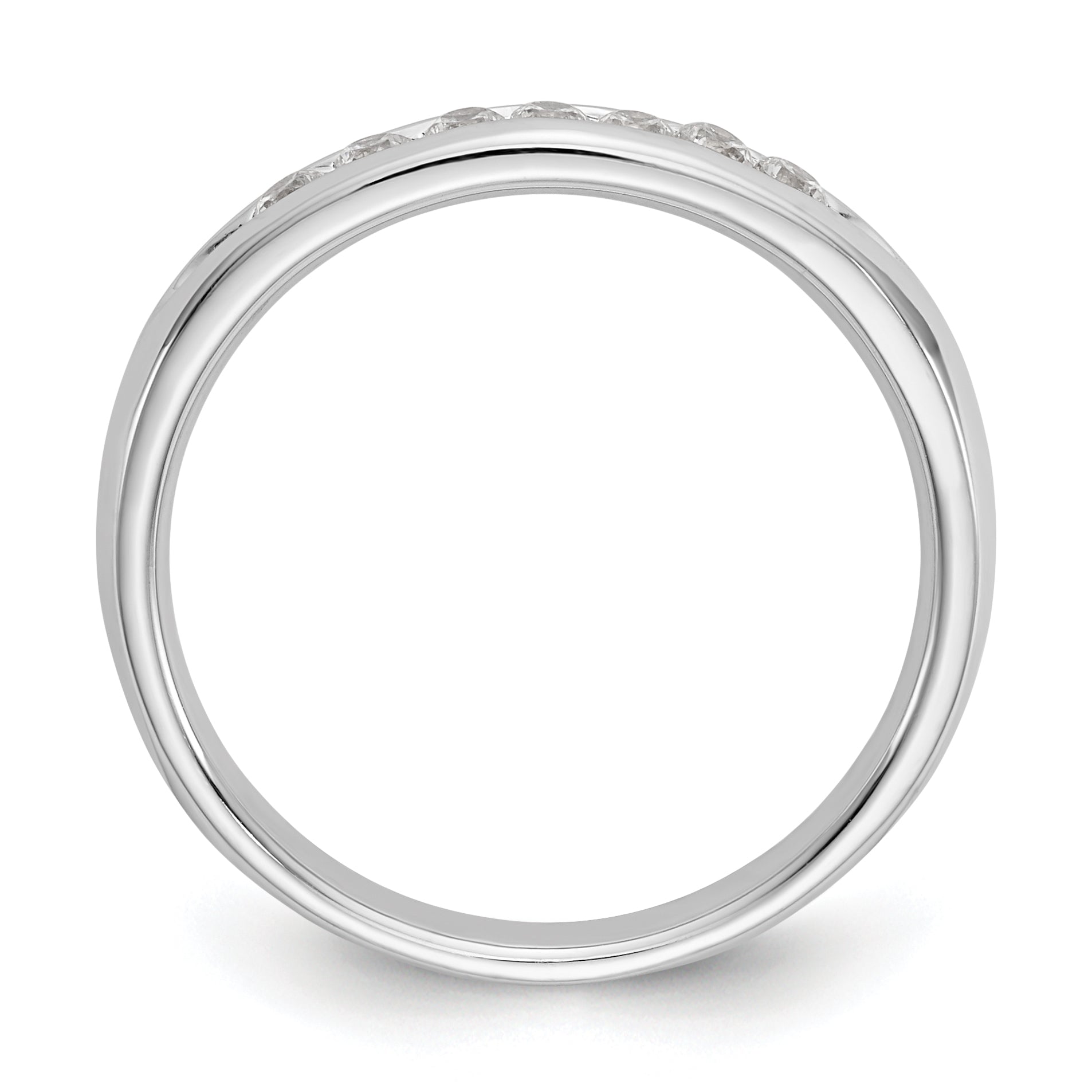 0.20ct. CZ Solid Real 14K White Gold 7-Stone Channel Wedding Band Ring