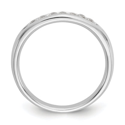 0.20ct. CZ Solid Real 14K White Gold 7-Stone Channel Wedding Band Ring