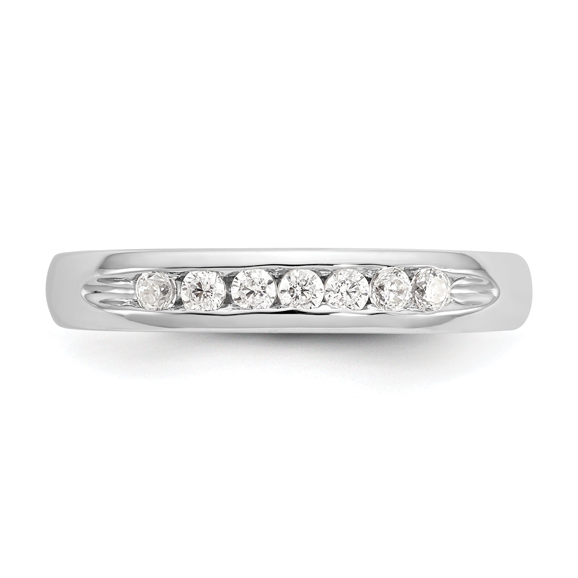0.20ct. CZ Solid Real 14K White Gold 7-Stone Channel Wedding Band Ring