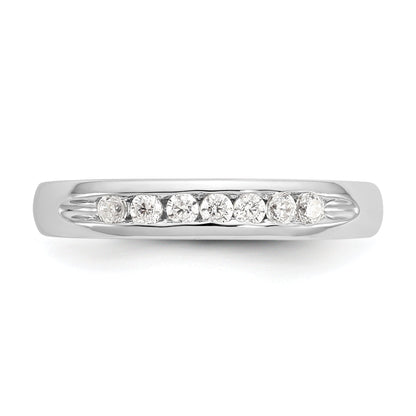 0.20ct. CZ Solid Real 14K White Gold 7-Stone Channel Wedding Band Ring
